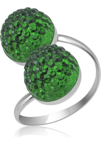 Gümüş Kristal Taşlı Kadın Yüzük