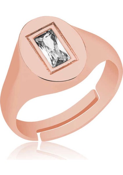 ​gümüş Ayarlanabilir Rose Baget Taşlı Şovalye Yüzük