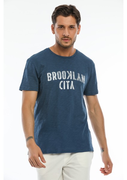 Süperlife Erkek Bisiklet Yaka Brooklyn City Baskılı Tişort Spr 253