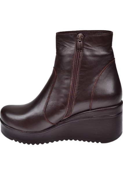Hakiki Deri Dolgu Taban Kadın Bot AYK-300 Kahve modelleri