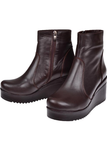 Hakiki Deri Dolgu Taban Kadın Bot AYK-300 Kahve fırsatları