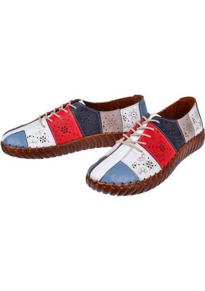 Hakiki Deri Comfort Kadın Ayakkabı AHU-6030 Beyaz Multi fırsatları
