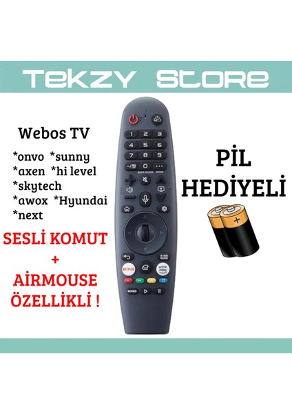 Webos Uyumlu Sesli Komut Özellikli Akıllı Kumanda - Geniş Tv Marka Uyumu