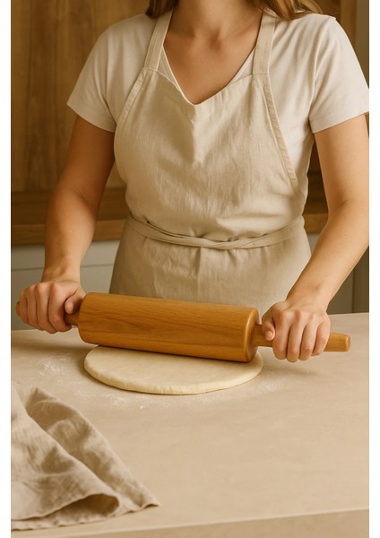 50X8 cm Vernikli Kalın Kayın Ağacı Merdane | Profesyonel & Ev Tipi Hamur Açma Için Uygun fırsatları