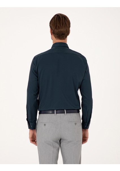 Erkek Lacivert Regular Fit Uzun Kollu Basic Gömlek 50251186-VR033 indirimleri