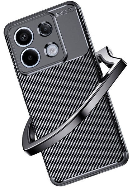 Xiaomi Redmi Note 13 Pro 5g Kılıf Kamera Korumalı Karbon Desenli Lux Negro Silikon - Siyah + Cam Ekran Koruyucu