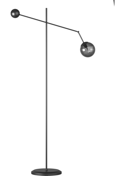 Artea Siyah Metal Gövdeli Lambader – Füme Cam Başlık, 90° Ayarlı Kol, Modern Asimetrik Tasarım fiyatları