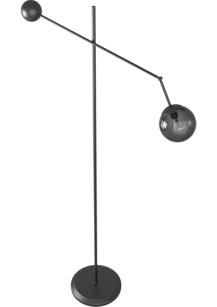 Artea Siyah Metal Gövdeli Lambader – Füme Cam Başlık, 90° Ayarlı Kol, Modern Asimetrik Tasarım modelleri