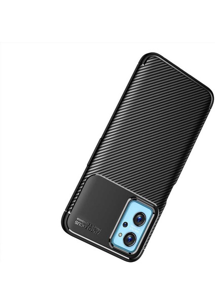 Oppo A96 4g Kılıf Kamera Korumalı Karbon Desenli Lux Negro Silikon - Siyah + Cam Ekran Koruyucu