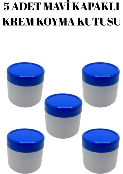 5 Adet Mavi Kapaklı Krem Koyma Kutusu 100 cc