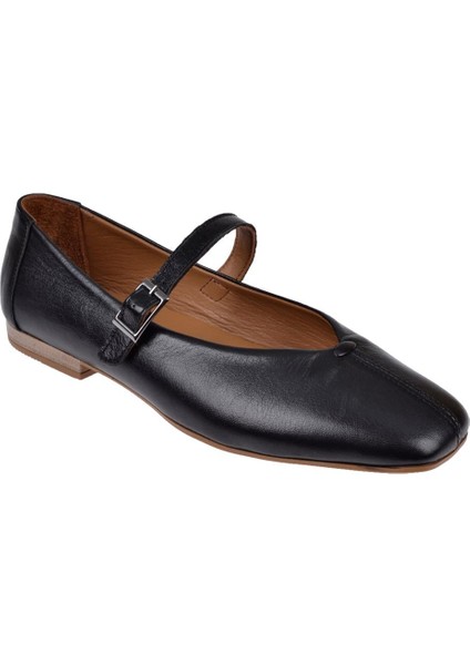 Hakiki Deri Tokalı Kadın Babet BEL-101 Siyah