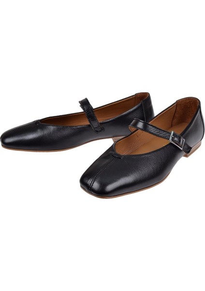 Hakiki Deri Tokalı Kadın Babet BEL-101 Siyah fırsatları