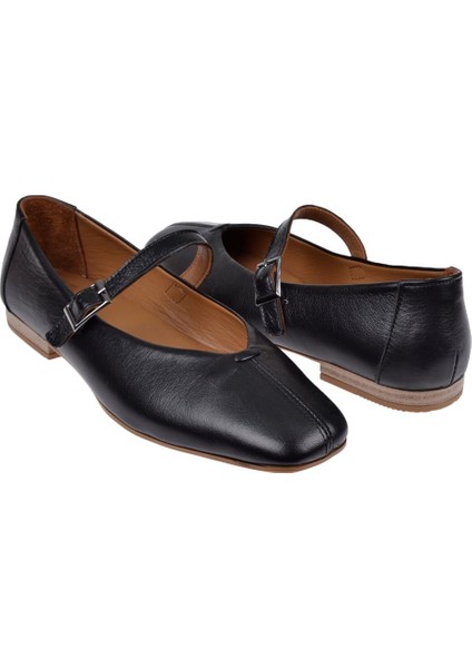 Hakiki Deri Tokalı Kadın Babet BEL-101 Siyah indirimleri
