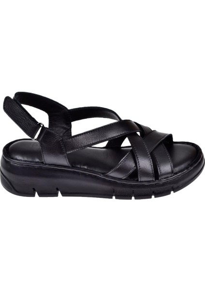 Hakiki Deri Comfort Kadın Sandalet PLM-2426 Siyah fiyatları