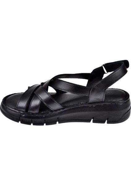 Hakiki Deri Comfort Kadın Sandalet PLM-2426 Siyah modelleri