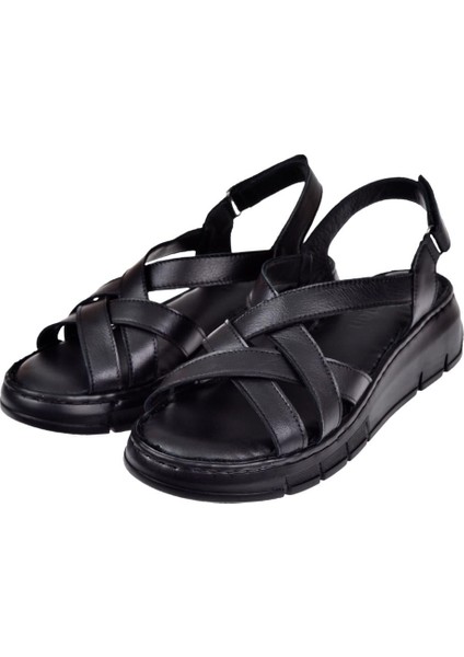 Hakiki Deri Comfort Kadın Sandalet PLM-2426 Siyah fırsatları