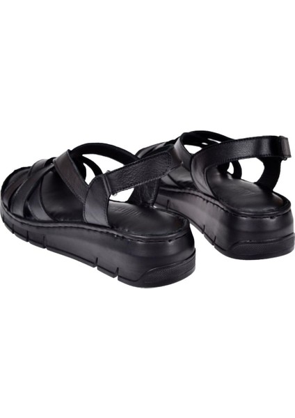 Hakiki Deri Comfort Kadın Sandalet PLM-2426 Siyah indirimleri