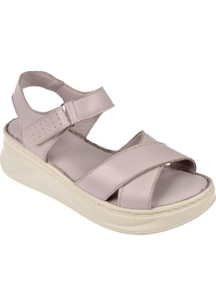 Hakiki Deri Comfort Kadın Sandalet Plm-51 Silver