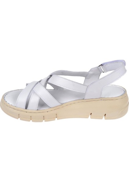 Hakiki Deri Comfort Kadın Sandalet PLM-2426 Beyaz modelleri