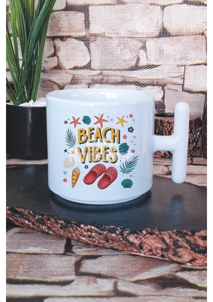 Boho Love Summer Bracelet Baskılı T Kulplu Latte Fincanı Kupa Bardak