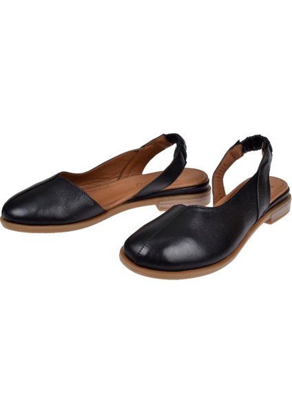 Hakiki Deri Düz Kadın Sandalet BEE-2000 Siyah fırsatları