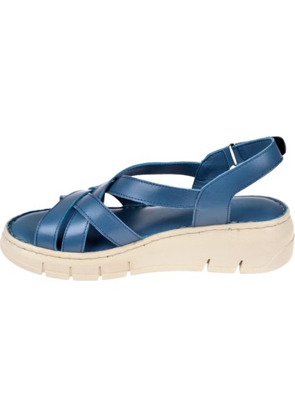 Hakiki Deri Comfort Kadın Sandalet PLM-2426 Kot Mavi modelleri