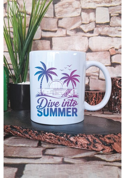 Dive Into Summer Baskılı Hediyelik Kupa Bardak