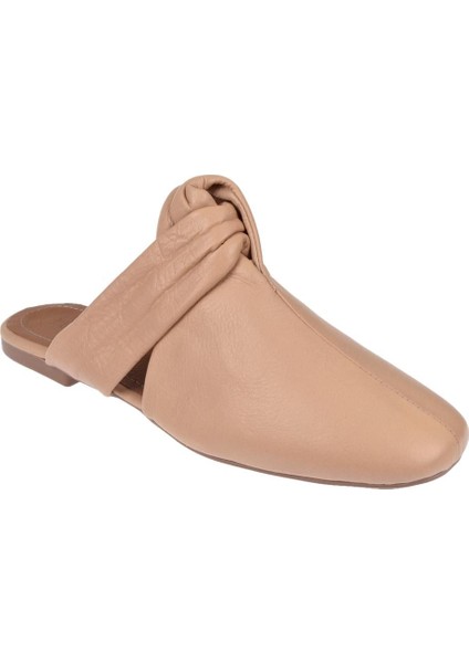 Hakiki Deri Düz Kadın Terlik DUR-2547 Ten