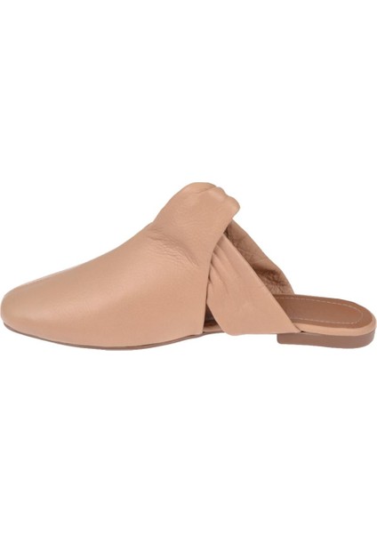 Hakiki Deri Düz Kadın Terlik DUR-2547 Ten modelleri