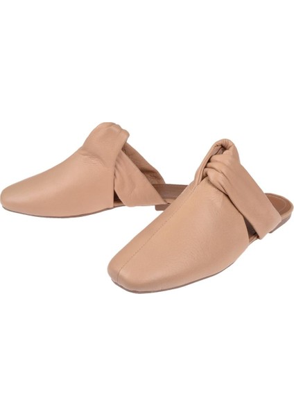 Hakiki Deri Düz Kadın Terlik DUR-2547 Ten fırsatları