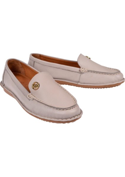 %100 Deri Comfort Kadın Babet BEE-228 Silver fırsatları