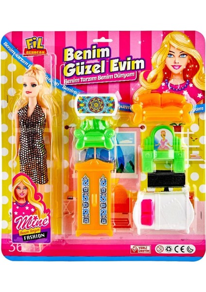Benim Güzel Evim Bebek ve Mobilyalı Ev Seti 7 Parça