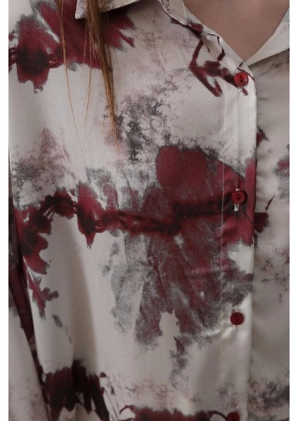 Baskılı Gömlek - Bordo fırsatları