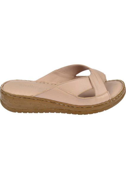 Hakiki Deri Comfort Kadın Terlik Plm-17 Bej fiyatları