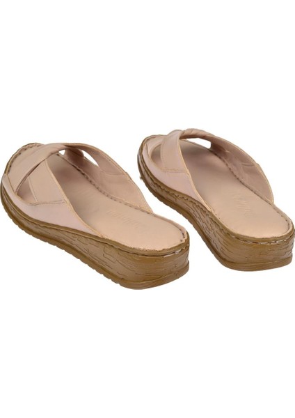 Hakiki Deri Comfort Kadın Terlik Plm-17 Bej indirimleri