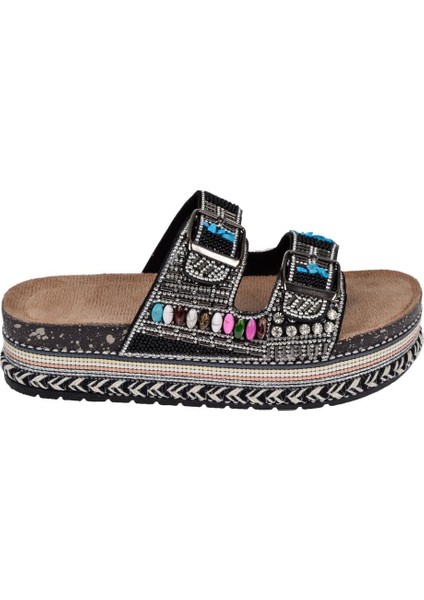 Platform Taban Taşlı Kadın Terlik ZM-2520 Siyah fiyatları