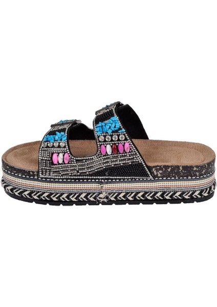 Platform Taban Taşlı Kadın Terlik ZM-2520 Siyah modelleri