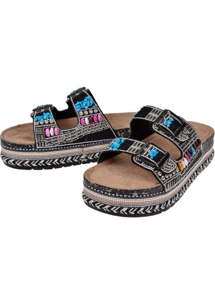 Platform Taban Taşlı Kadın Terlik ZM-2520 Siyah fırsatları