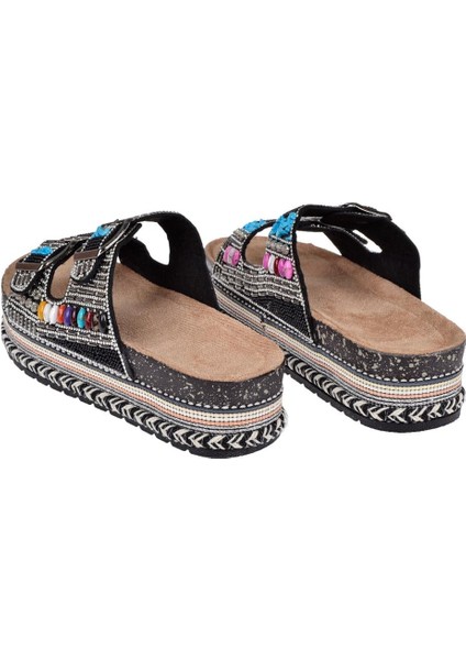 Platform Taban Taşlı Kadın Terlik ZM-2520 Siyah indirimleri