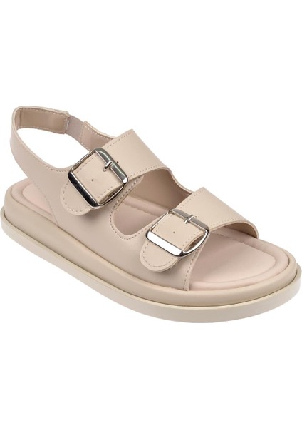 Çift Tokalı Kadın Sandalet CB-35176 Bej