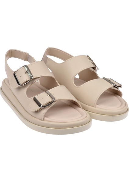 Çift Tokalı Kadın Sandalet CB-35176 Bej fırsatları