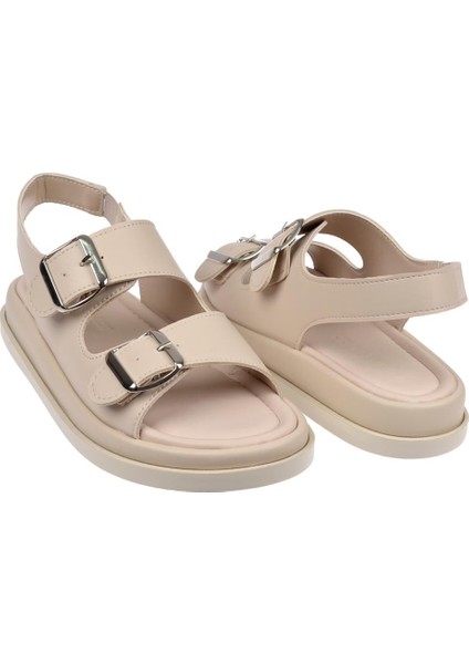 Çift Tokalı Kadın Sandalet CB-35176 Bej indirimleri