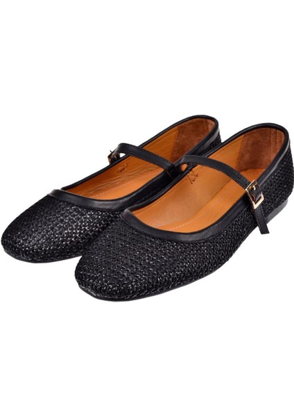 Içi Deri Hasır Kadın Babet DUR-902 Siyah Hasır fırsatları
