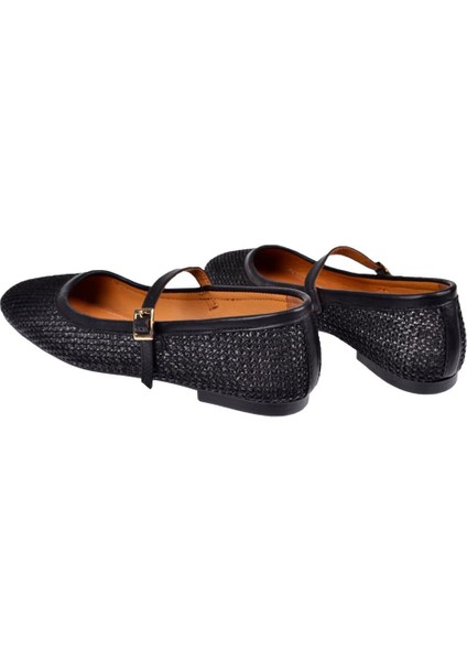 Içi Deri Hasır Kadın Babet DUR-902 Siyah Hasır indirimleri