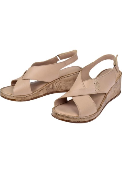 Hakiki Deri Comfort Kadın Sandalet Plm-12 Bej fırsatları
