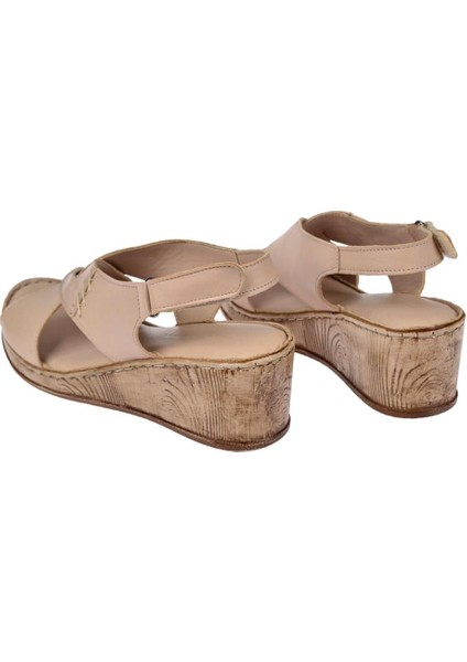 Hakiki Deri Comfort Kadın Sandalet Plm-12 Bej indirimleri