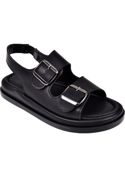 Çift Tokalı Kadın Sandalet CB-35176 Siyah