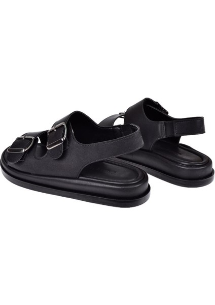 Çift Tokalı Kadın Sandalet CB-35176 Siyah indirimleri