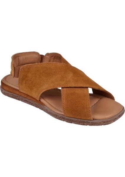 Hakiki Deri Kadın Sandalet PLM-706 Taba Süet
