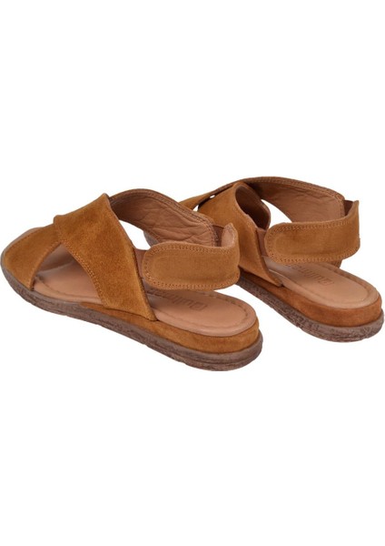 Hakiki Deri Kadın Sandalet PLM-706 Taba Süet fırsatları